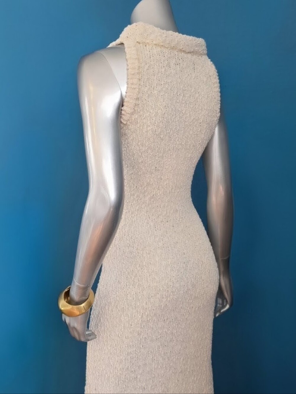 ๐๏ธ๐ ARRANGE Boucle Open Knit Racer Neckline Maxi Dress in Off White // (NWT) - Picture 13 of 16